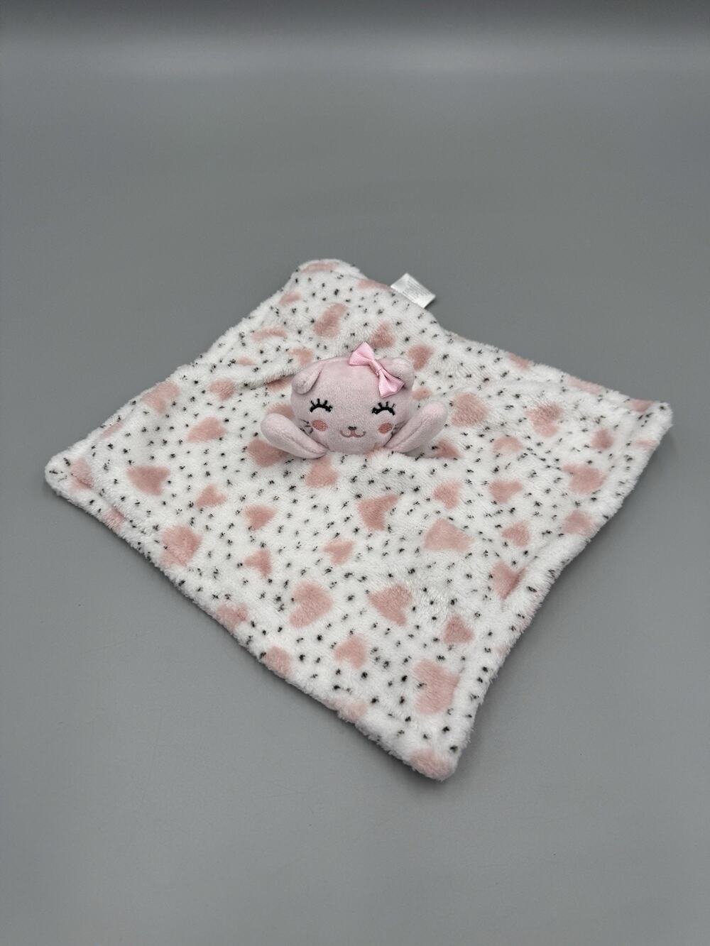 Zak & Zoey Pink Kitty Cat W/ Bow Lovey Baby Security Blanket Hearts